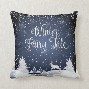 Coussin Hiver de forêt d'imaginaire de conte de fées de
