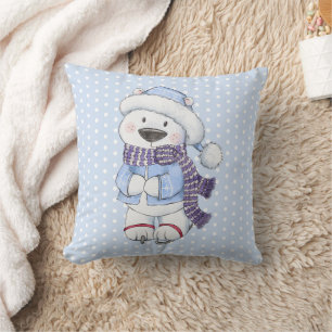 Coussin Hiver Ours polaire Patinage sur glace