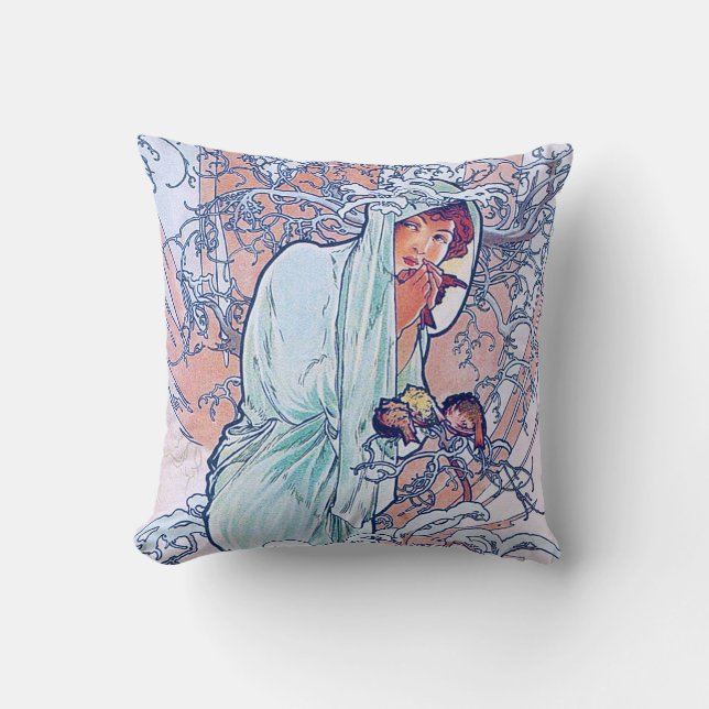 Coussin Hiver (Quatre Saisons), Alphonse Mucha (Recto)