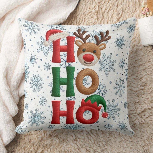 Coussin Ho Ho Ho Snowflakes Throw Pillow (Couverture)