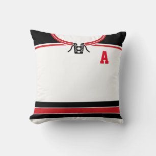 Coussin Hockey Jersey Nom et numéro Modèle Coussin, Rouge