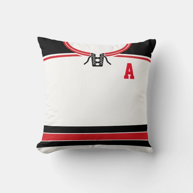 Coussin Hockey Jersey Nom et numéro Modèle Coussin, Rouge (Recto)