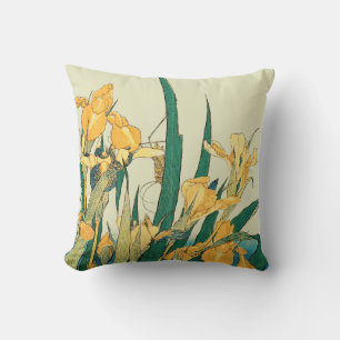 Coussin Hokusai grasshopper et iris Japon