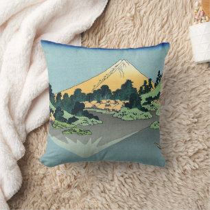 Coussin Hokusai Le Mont Fuji se reflète dans le lac Kawagu