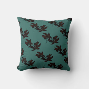 Coussin Holiday Christimas rustique poinsettia brun turquo