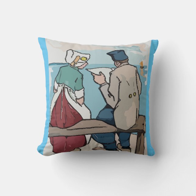Coussin Holland Travel, couple néerlandais (Recto)