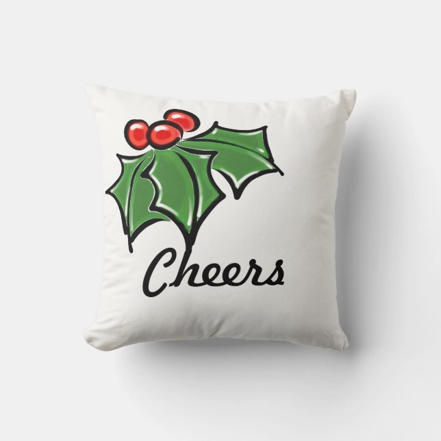 Coussin Holly Feuilles, Holly baies, fun vacances botaniqu (Recto)