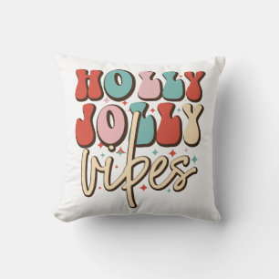 Coussin Holly Jolly Vibes Retro Vacances de Noël Super
