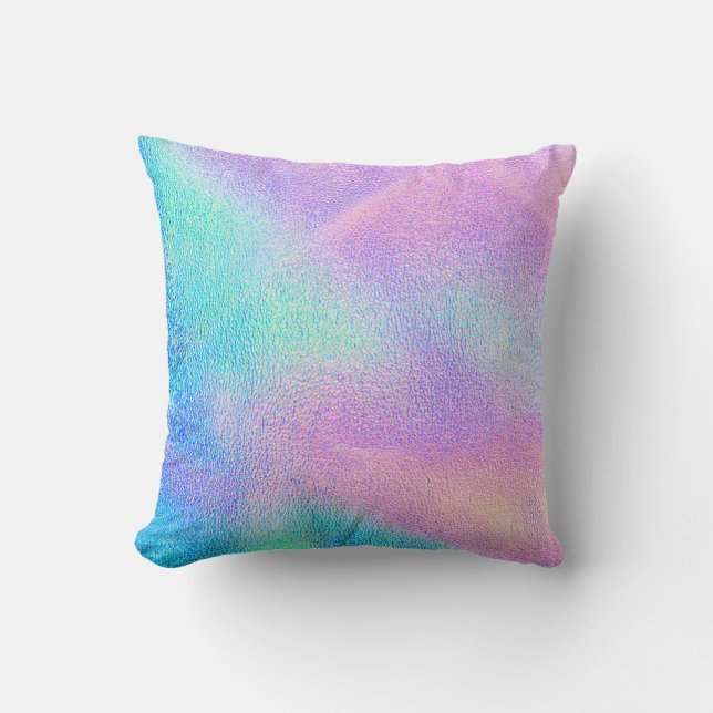 Coussin Holographique texture réelle en bleu rose vert (Recto)