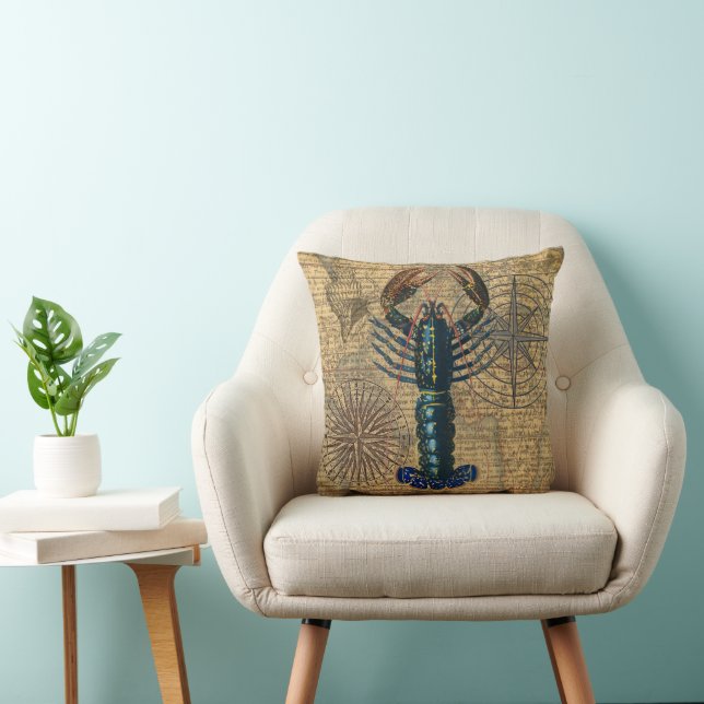 Coussin Homard Coquillages Fruits de mer Maine Classique O (Chaise)