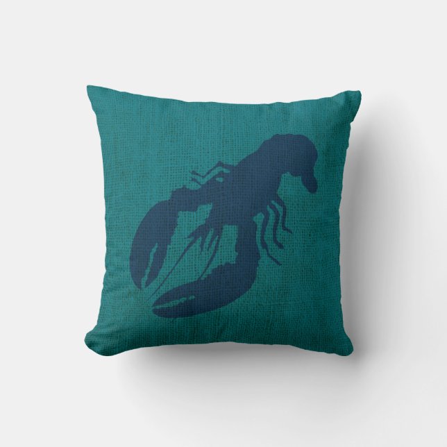 Coussin Homard et crabe dans l'océan vert-bleu (Recto)