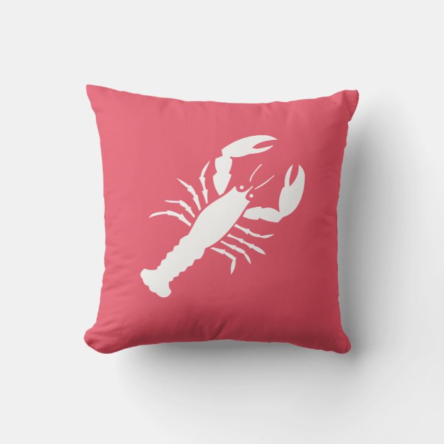 Coussin Homard rose nautique bilatéral (Recto)