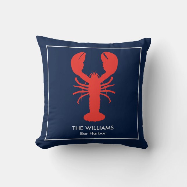 Coussin Homard rouge Maine personnalisé (Recto)
