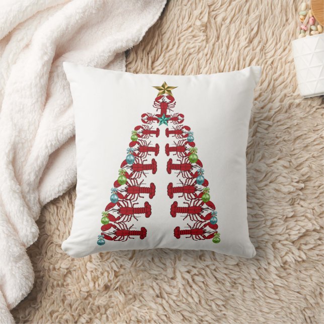 Coussin Homard sapin de Noël mignon fête laide mignon cous (Couverture)