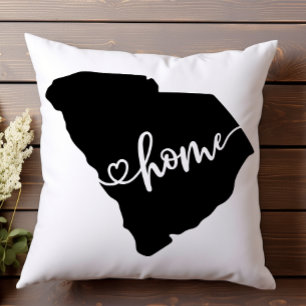 Coussin Home State Outline Heart Caroline du Sud