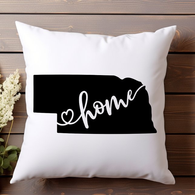Coussin Home State Outline Heart Nebraska (Créateur téléchargé)