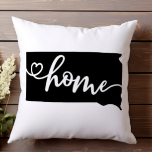Coussin Home State Outline Heart South Dakota