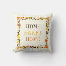 "HOME SWEET HOME" Bord fleuri automne orange jaune