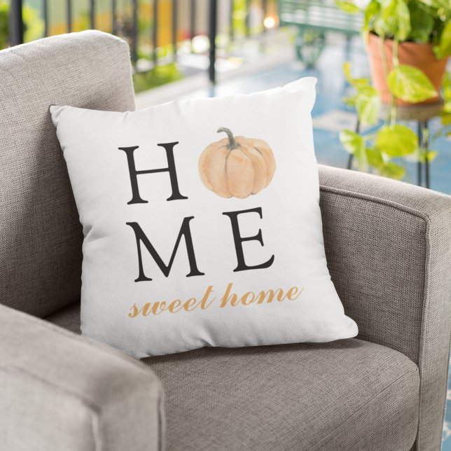 Coussin Home Sweet Home | Citrouille orange | Saison autom (Créateur téléchargé)