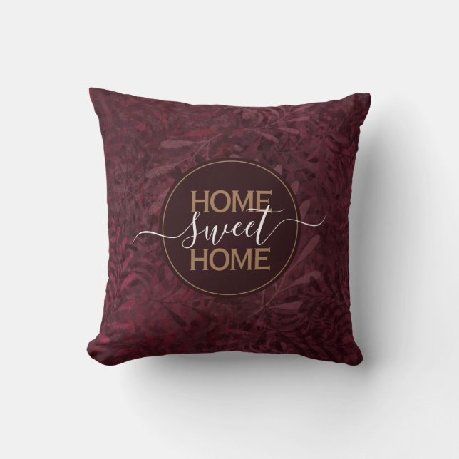 Coussin Home Sweet Home Élégant Maroon botanique d'automne (Recto)