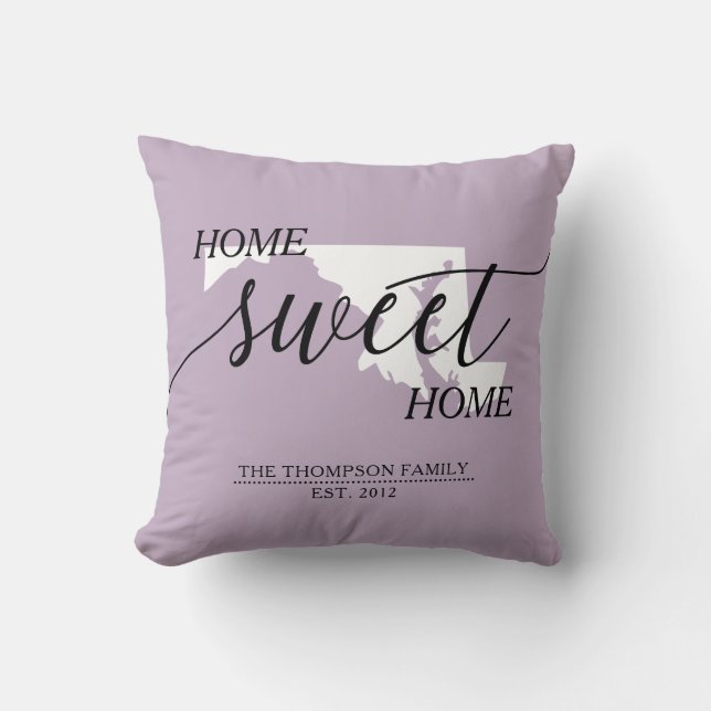 Coussin Home Sweet Home MD État Famille Nom de famille Jeu (Recto)