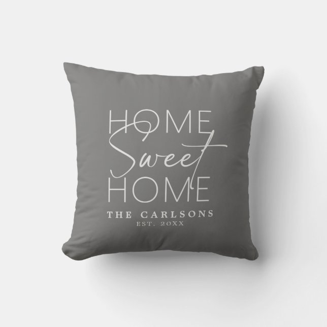 Coussin Home Sweet Home Script moderne personnalisé (Recto)