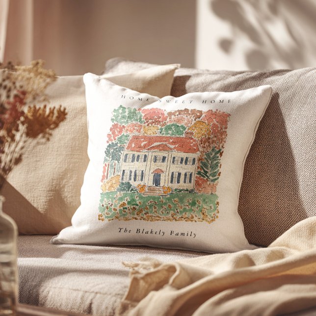 Coussin Home Sweet Home Thanksgiving Autumn Georgian House (Home Sweet Home Thanksgiving Autumn Georgian House Throw Pillow)