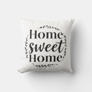 Coussin Home Sweet Home Typographie minimaliste