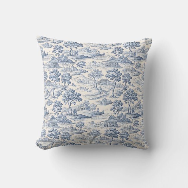 Coussin Homestead Blue Toile (Recto)