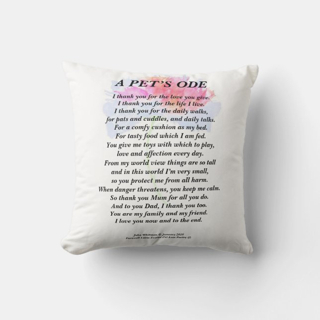 Coussin Hommage Aux Animaux De Compagnie Au Propriétaire C (Recto)