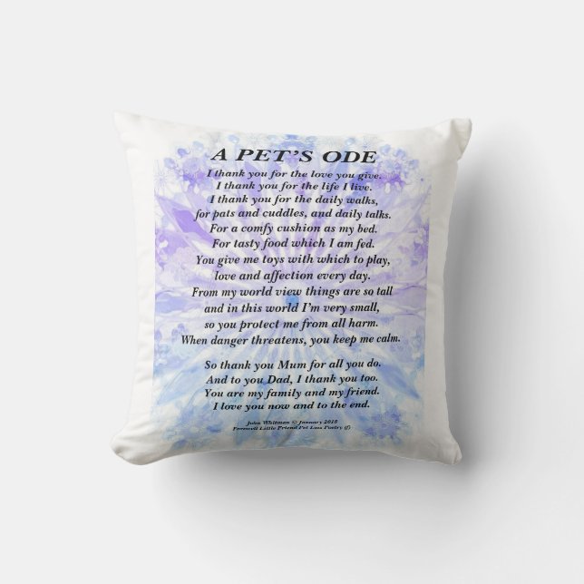 Coussin Hommage aux animaux de compagnie au propriétaire P (Recto)