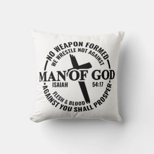 Coussin Homme de Dieu, Aucune Arme Formée Contre Moi Sera 