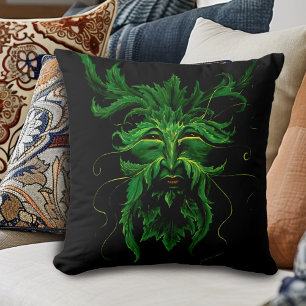Coussin Homme Vert Fae Feuilles Noir