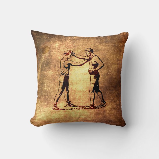 Coussin Hommes vintages de boxe (Recto)