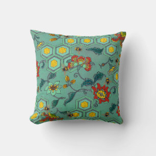 COUSSIN HONEY ABEILLES, BEEHIVES, FLEURS DE PRINTEMPS BEEK