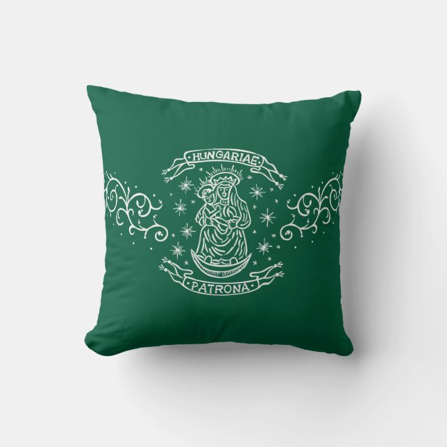 Coussin hongrie motif religieux vierge médiévale mary jesu (Recto)