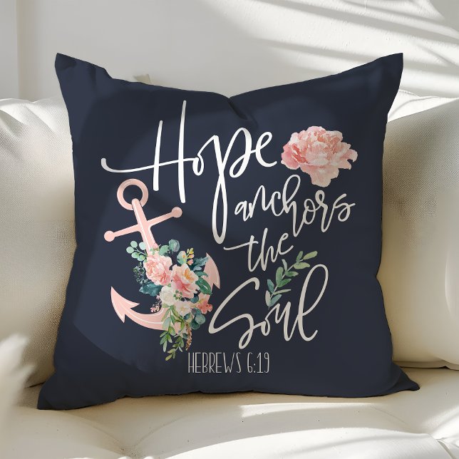 Coussin Hope Ancres L'âme Floral Religieux (Créateur téléchargé)
