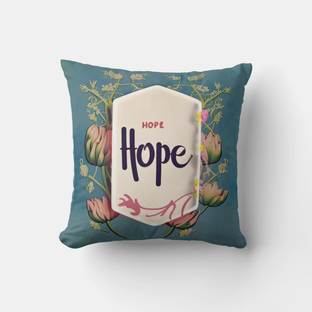 Coussin Hope Blooms - Elegant Floral Typography  (Recto)