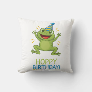 Coussin Hoppy Birthday Funny Frog Kids