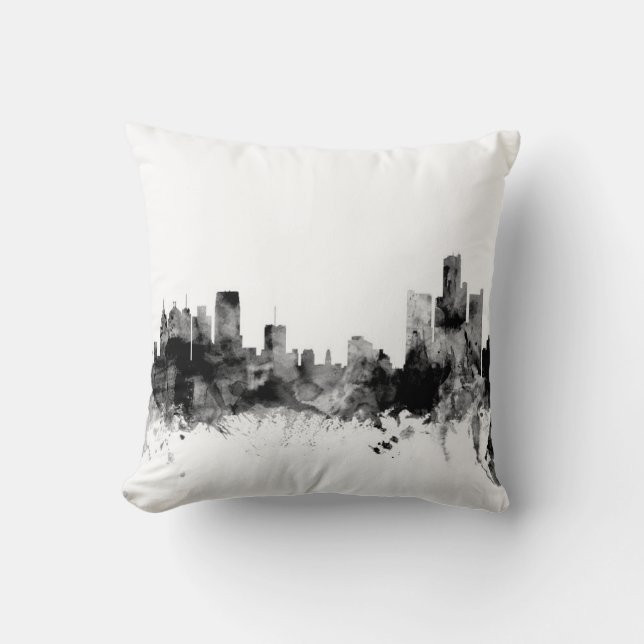 Coussin Horizon de Detroit Michigan (Recto)