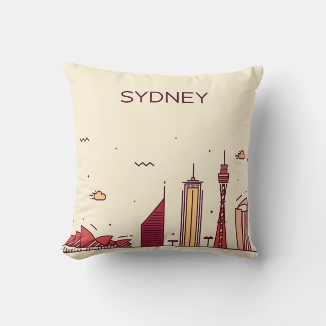 Coussin Horizon de griffonnage de Sydney, Australie | (Recto)