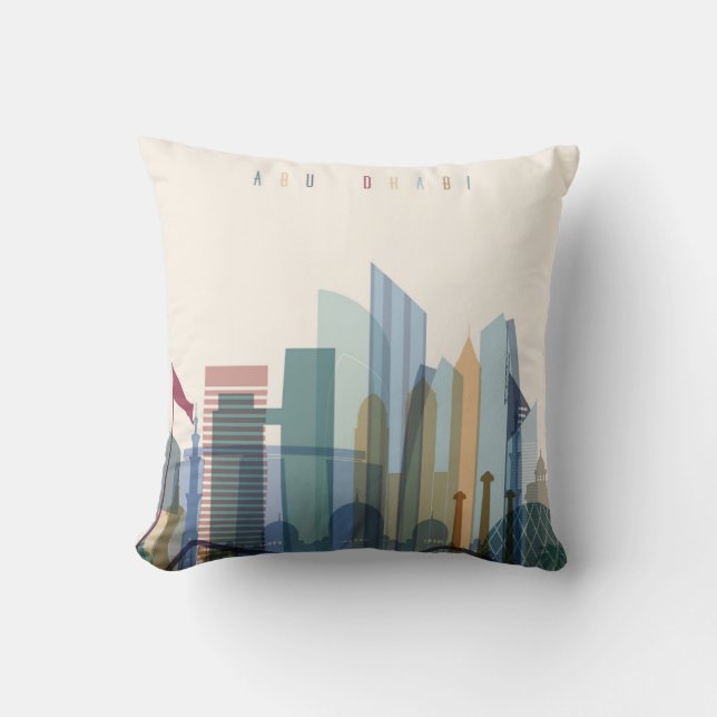 Coussin Horizon de ville d'Abu Dhabi, Emirats Arabes Unis (Recto)