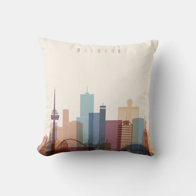 Coussin Horizon de ville de Cologne, Allemagne | (Recto)