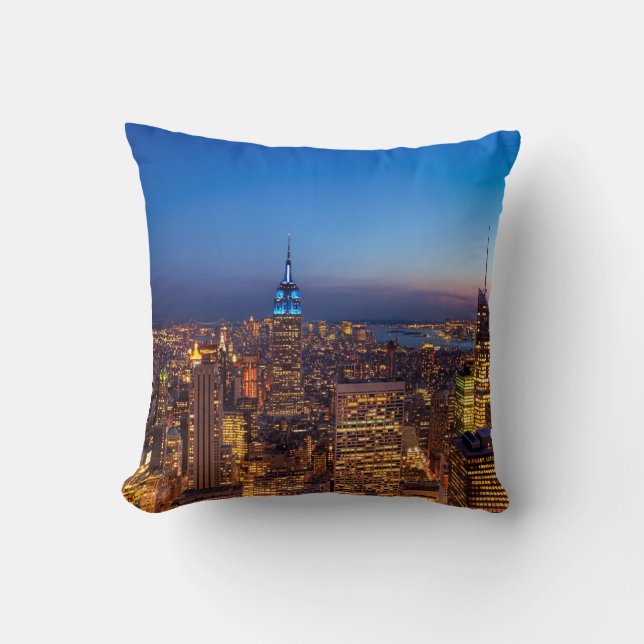 Coussin Horizon d'or de New York City (Recto)