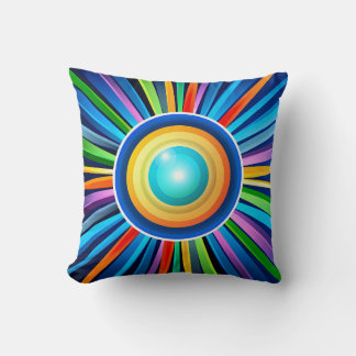 Coussin Horloge murale moderne avec soleil radial arc-en-c