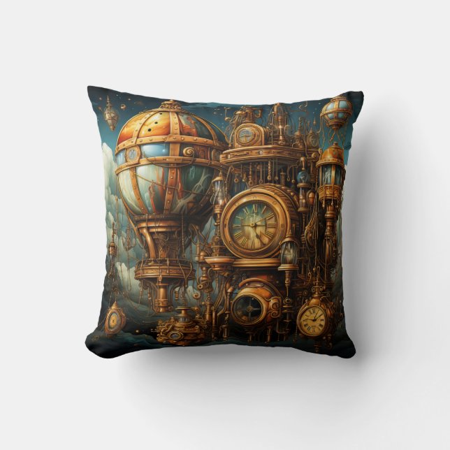 Coussin Horloges à vapeur Lancer l'oreiller (Recto)
