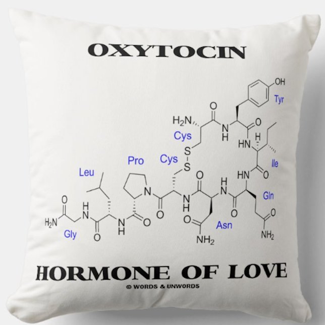 Coussin Hormone d'oxytocine de l'amour (molécule chimique) (Throw pillow for any biochemist featuring chemical structure of oxytocin)