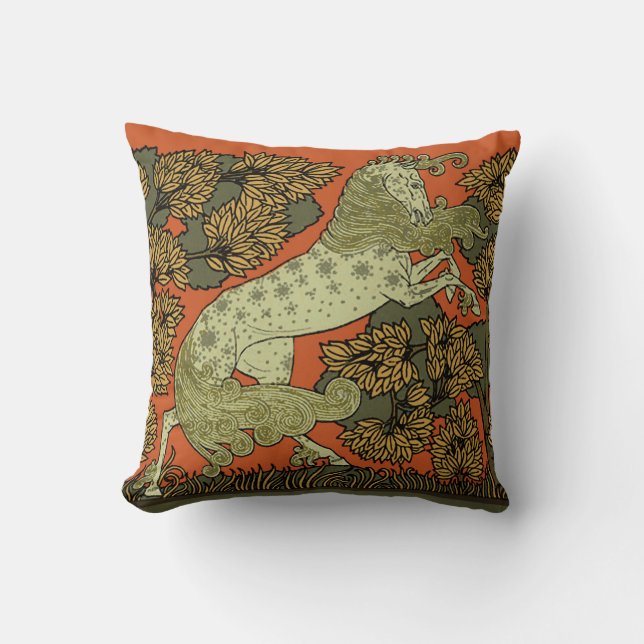 Coussin Horse Arts médiévaux Artisanat Art Nouveau (Recto)