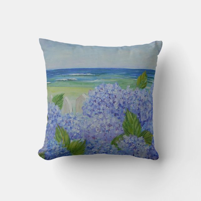 Coussin Hortensias par la mer (Recto)