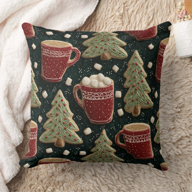 Coussin Hot Chocolate Mugs And Christmas Tree Cookies (Couverture)